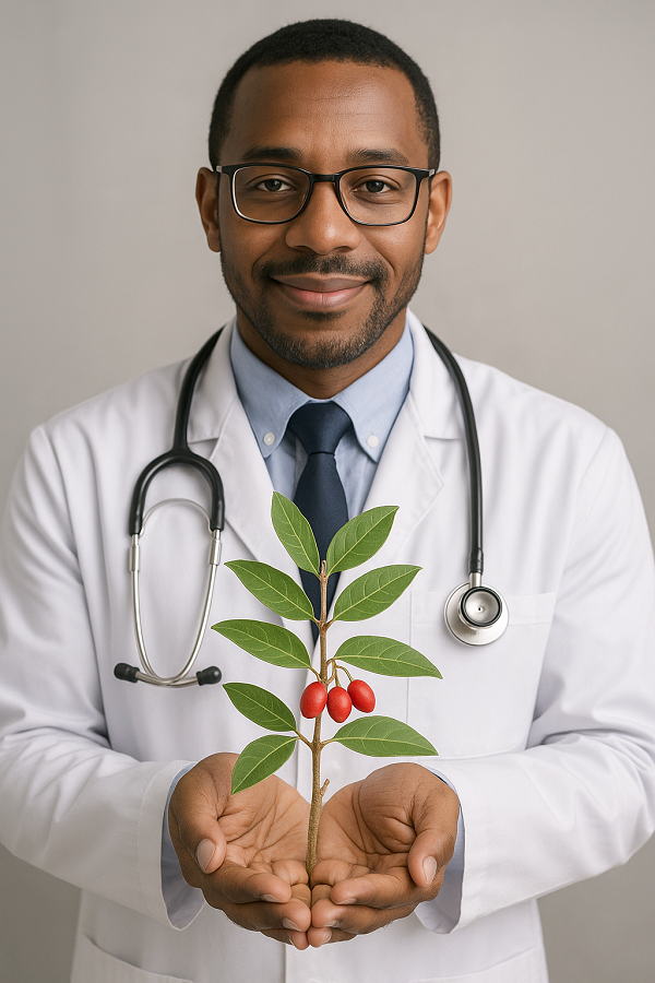 dr holding Carissa edulis herb