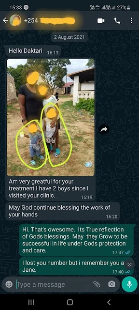 Jane experienced secondary infertility due to tubal blockages. Our treatment opened her tubes permanently, allowing her to successfully give birth to two children.